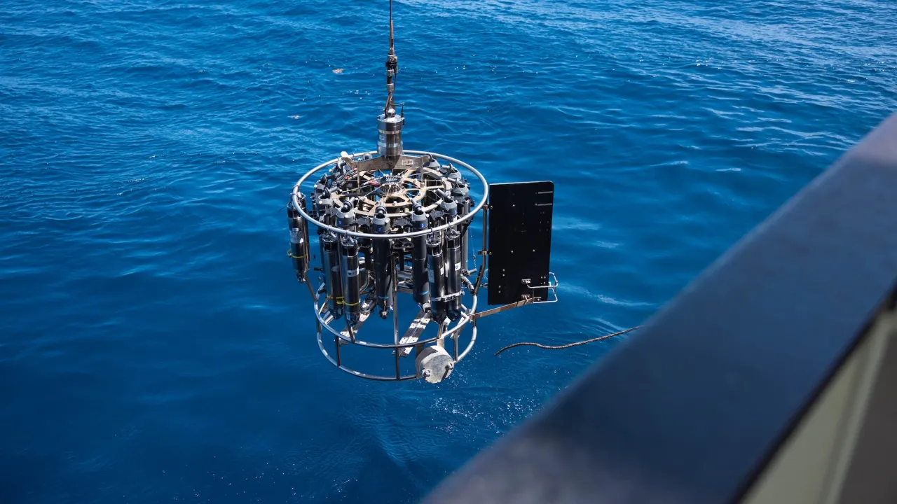 CTD being lowered off the back deck