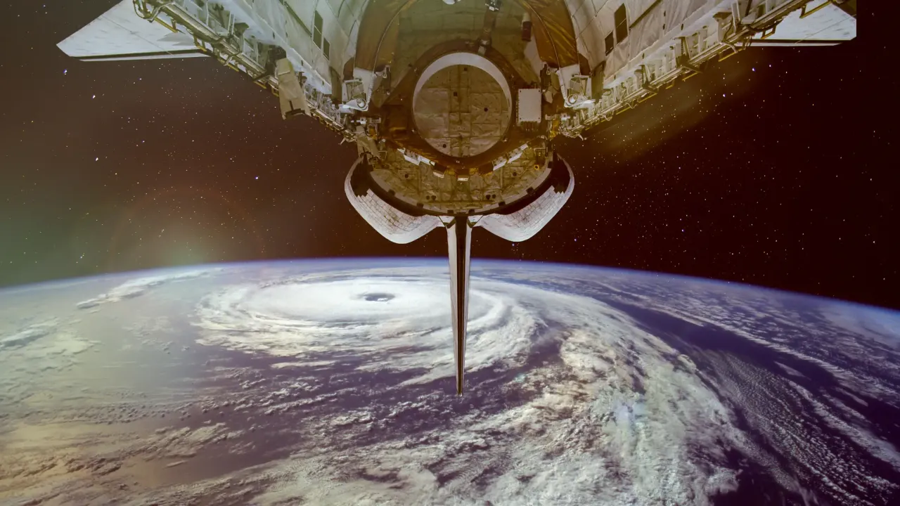 Satellite in orbit over earth